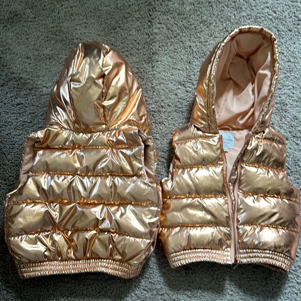 Janie and Jack 2T metallic rose gold puffer vest